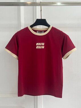 MIU MIU burgundy cropped top, size M.